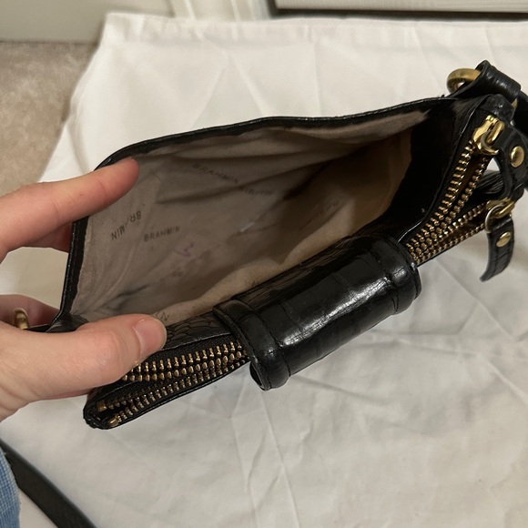 Brahmin Melbourne Black Mojito Croc Embossed Crossbody Bag - Picture 4 of 9